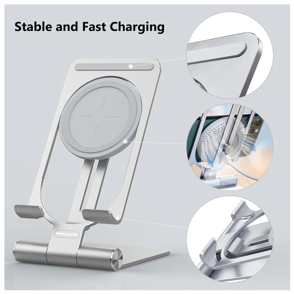 Nillkin Wireless Charger Phone Stand For Samsung Galaxy S24 Ultra/ S23 Ultra Adjustable Holder Fast Charger For iPhone 15/14/13