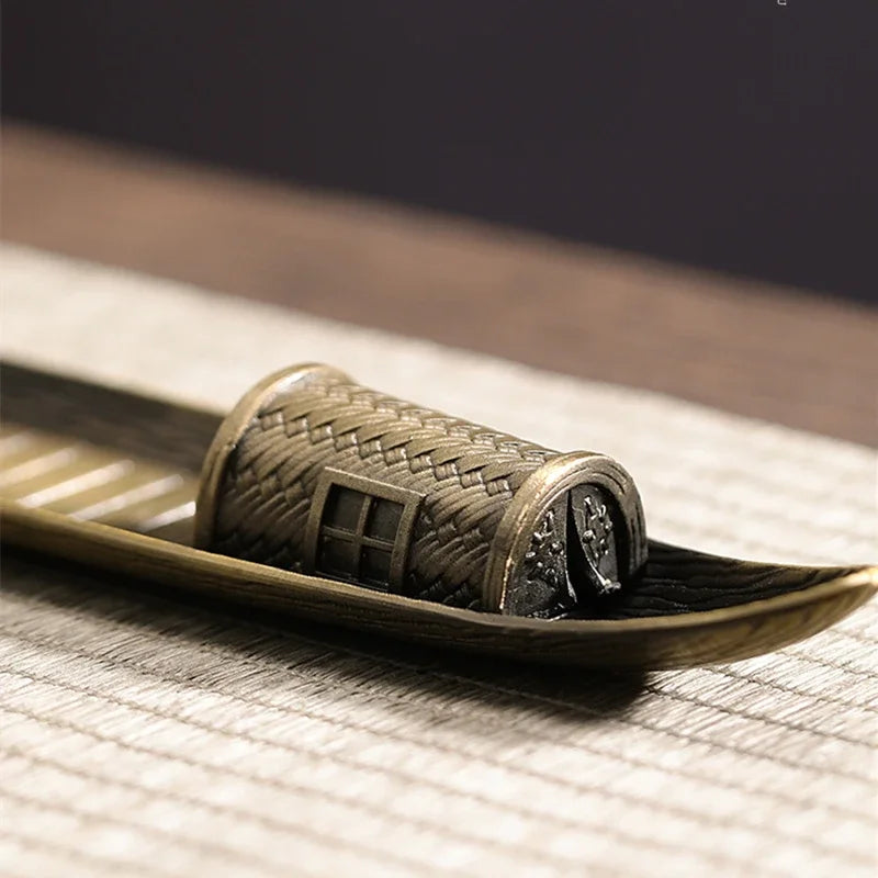 Creative Incense Holder Incense Holder Boat Old Men Fishing Japanese Style Incense Stick Burner Aromatherapy Ornament Home Decor