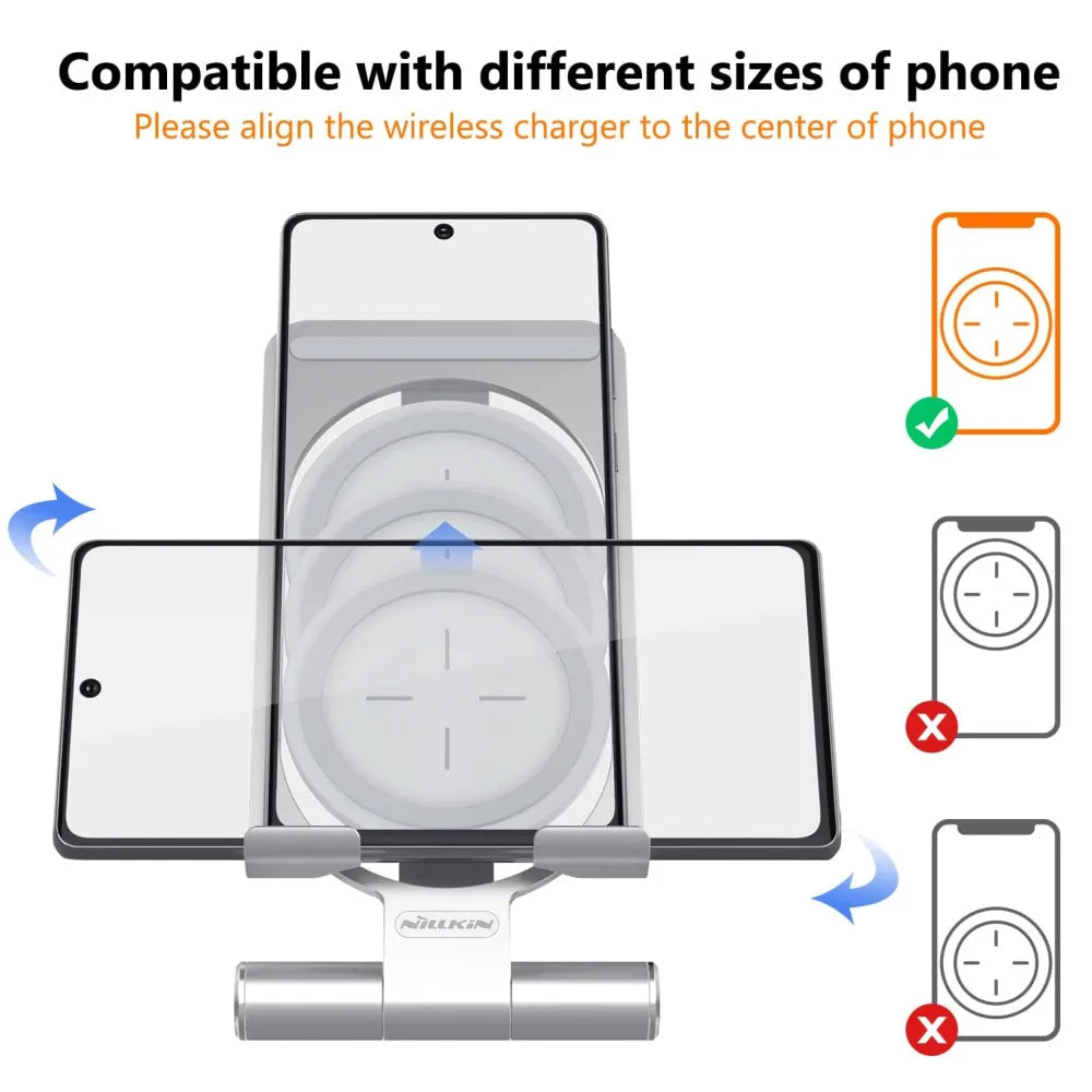 Nillkin Wireless Charger Phone Stand For Samsung Galaxy S24 Ultra/ S23 Ultra Adjustable Holder Fast Charger For iPhone 15/14/13