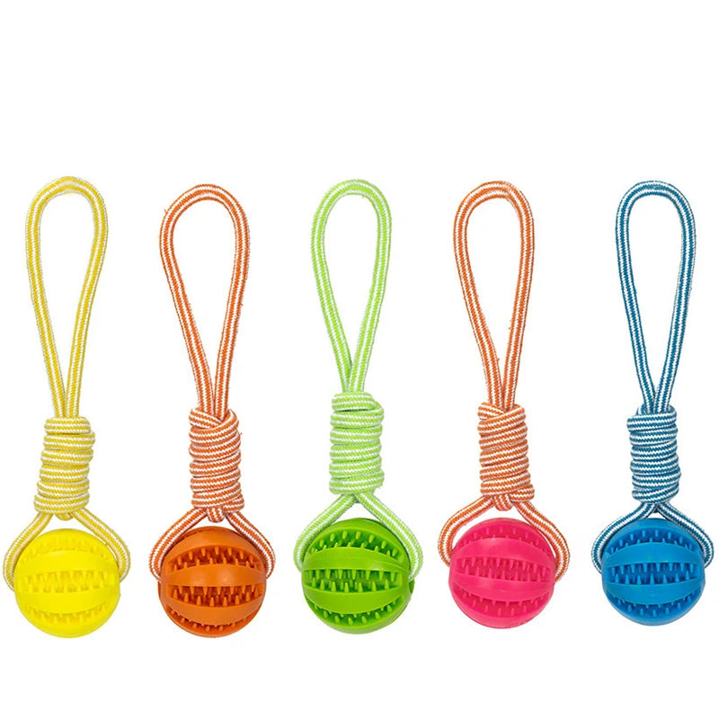 Pet Treat Balls with Rope Interactive Dog Rubber Leaking Balls Toy for Small Large Dogs Chewing Bite Resistant Toys Pet Supplies